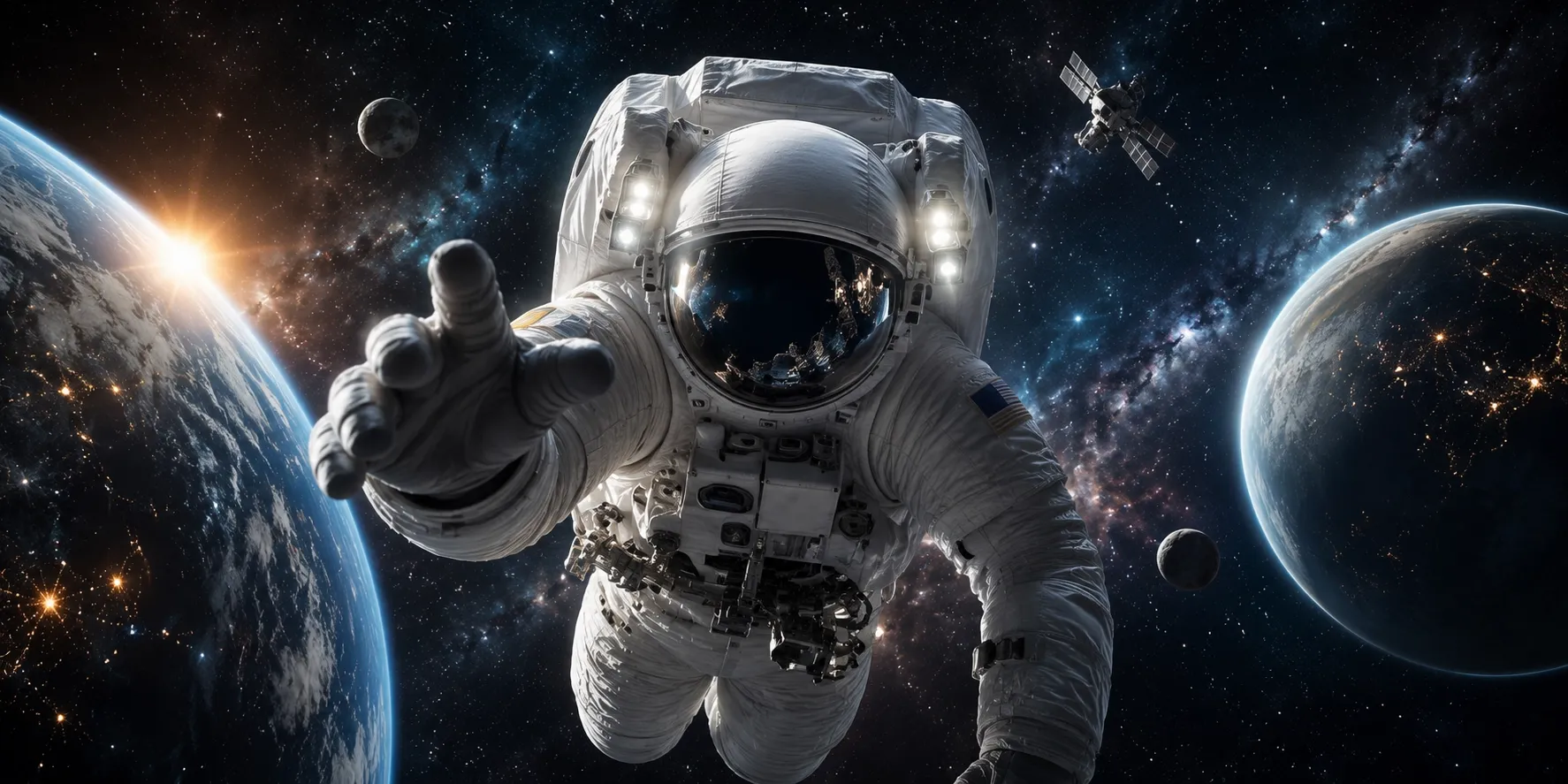 Chambres d’enfant — Astronaute en apesanteur · trompe-l’œil