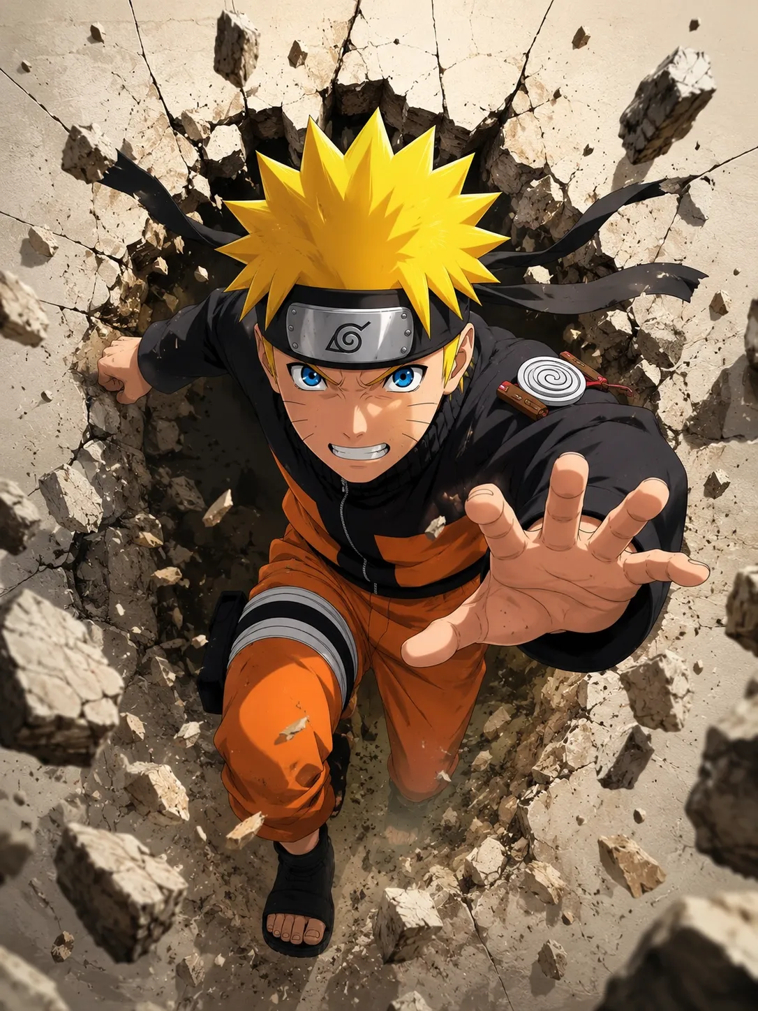 Chambres d’enfant — Naruto surgit du mur · trompe-l’œil manga