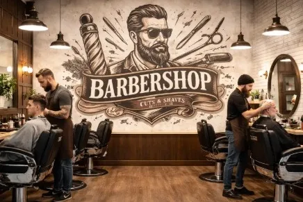 Commerces & enseignes — Blason barbier vintage · salon de coiffure