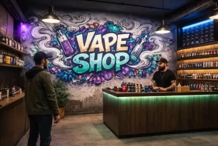 Commerces & enseignes — Lettrage graffiti fumant · vape shop
